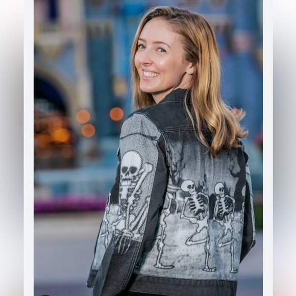 Disney Jackets & Blazers - NWT Disney The Skeleton Dance Denim Jacket Adults Size Large WDW Disney World